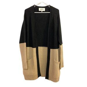 Alice Blue Stitch Fix Black Tan Colorblock Cardigan Sweater Women's Medium